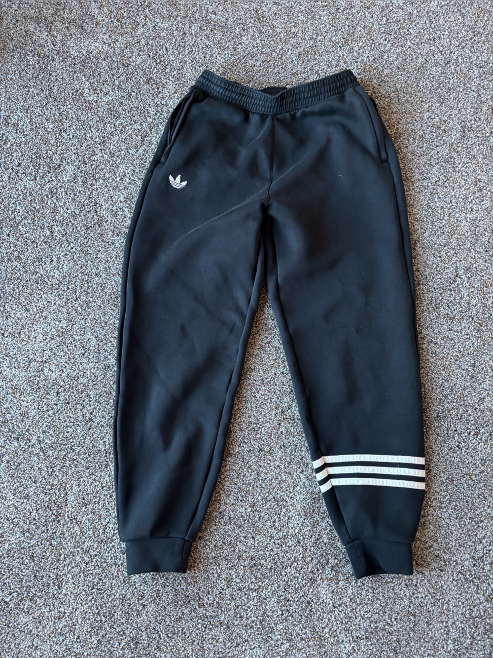 Adidas Originals Black Track Jogger Pants 3 Stripe Zip Ankle S